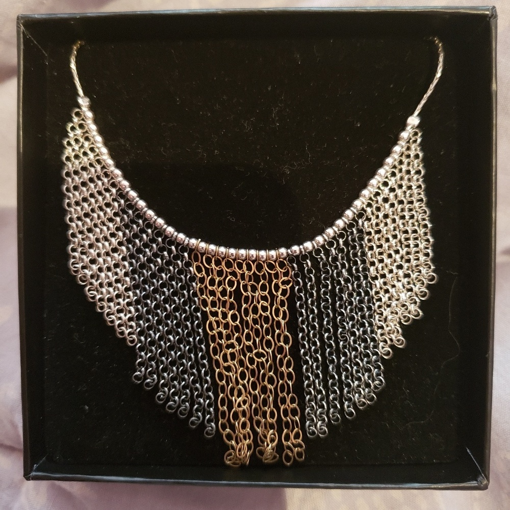 Magnolia sterling silver and 14K gold necklace